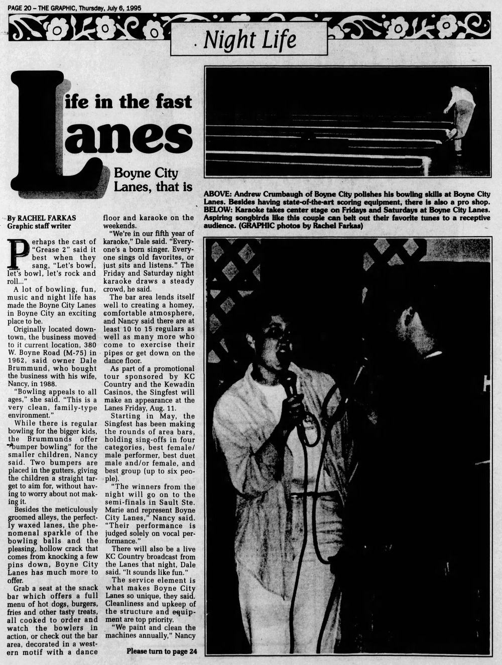 BC Lanes & The Venue Sports Bar and Grill (Boyne City Lanes) - July 1995 Feature Story